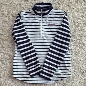 Vineyard Vines Shep Shirt Striped Half-Zip Pullover - Navy & White size medium